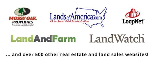 list with us on over 500 real estate and land sales websites